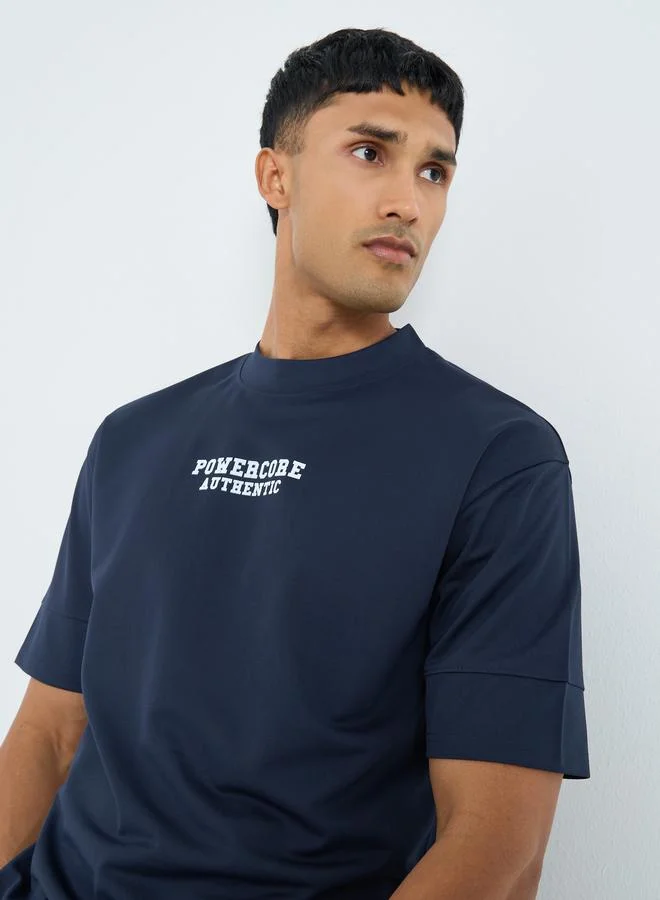 ستايلي اكتيف تيشيرت فضفاض بياقة دائرية